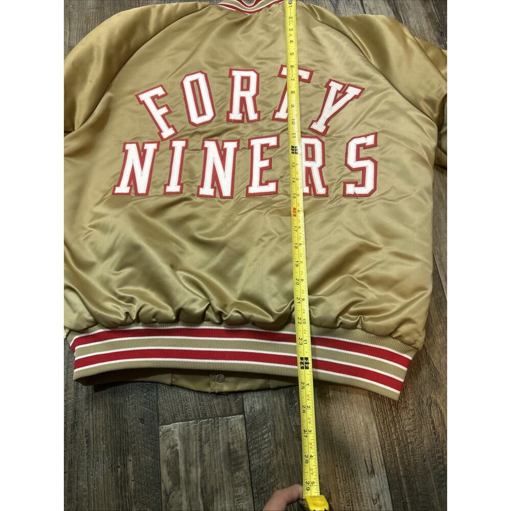 Vintage San Francisco 49ers Spell Out Gold Satin Jacket Size S Stahl-Urban - Picture 5 of 6